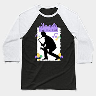 Purple New Orleans Louisiana Mardi Gras City Skyline Music Jazz Travel holidays Baseball T-Shirt